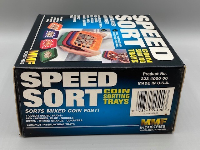 Speed Sort Coin Sorting Trays; 4 color coded interlocking trays; MMF Industries