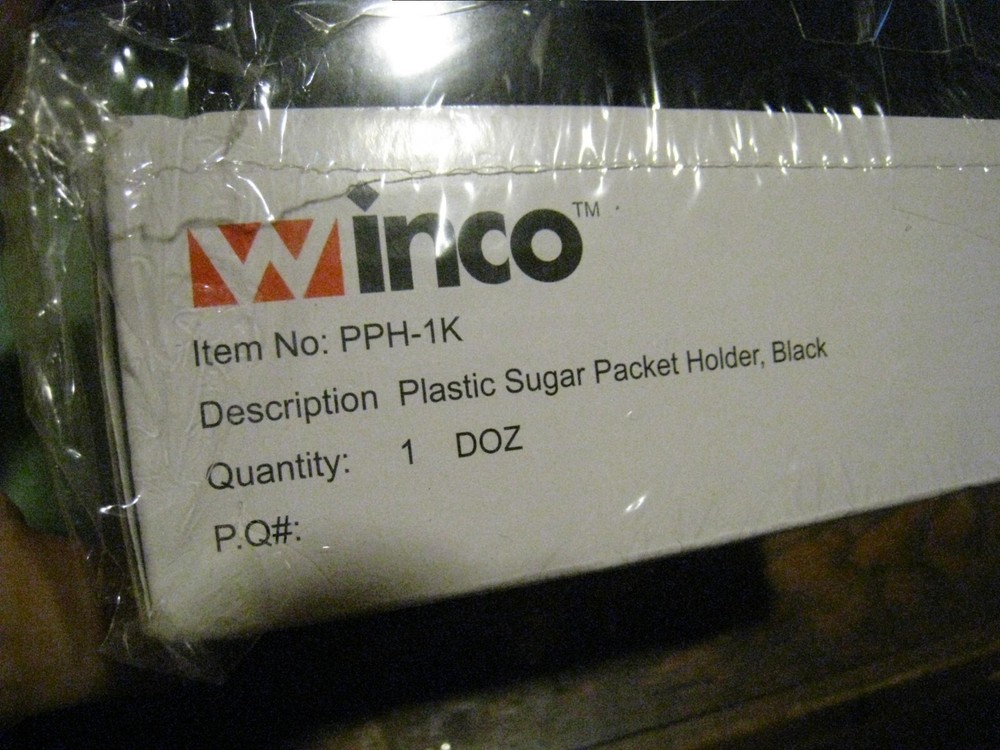 Winco 12 Pack Plastic Sugar Packet Holders Black PPH-1K Tableware Restaurant NEW