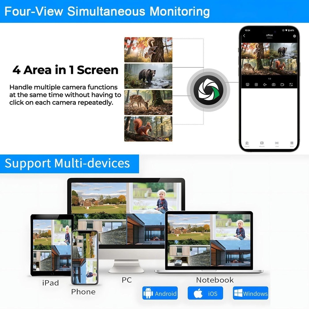 4G LTE Cellular Solar Trail Camera Auto Tracking Live View 2.5K Security Camera