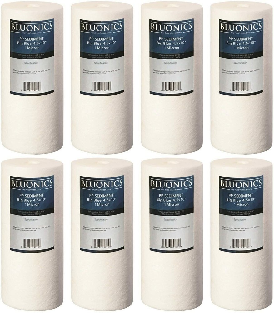 8 Bluonics Sediment Water Filters 4.5" x 10" ( 1 Micron) Whole House Cartridges