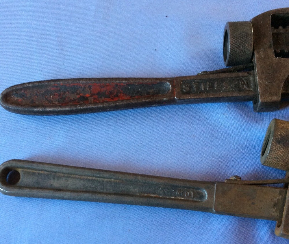 2 Used 10 Inch Adjustable Wrenches , Stillson Walworth & Trucraft Function #U