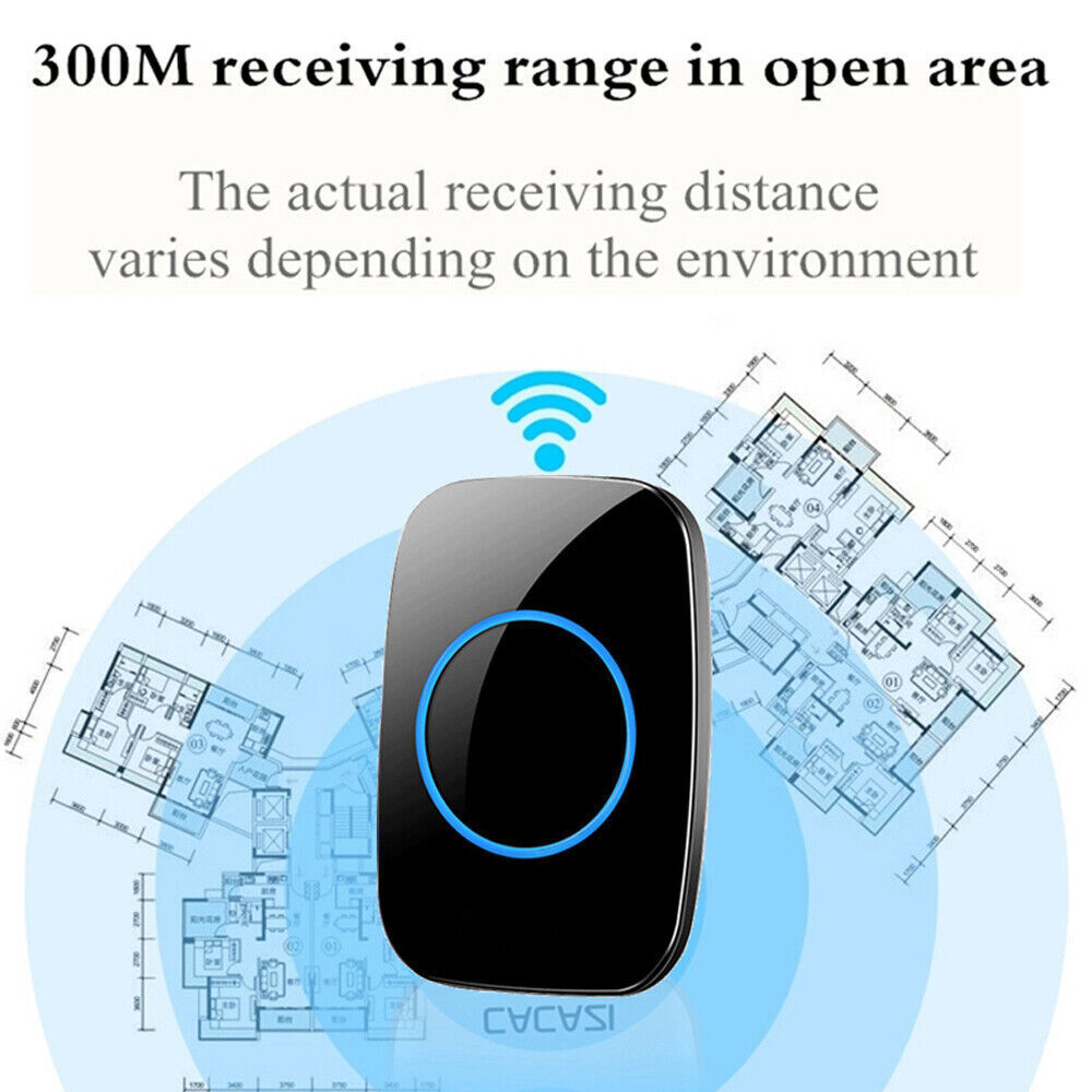 1000FT Wireless Doorbell Chime Kit Plugin Receiver Waterproof Adjustable Volume