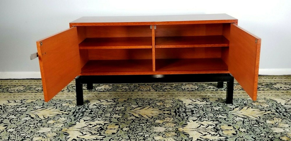 Asian Sideboard Server Buffet Handmade Silver Handle Fish Red Black Lacquer
