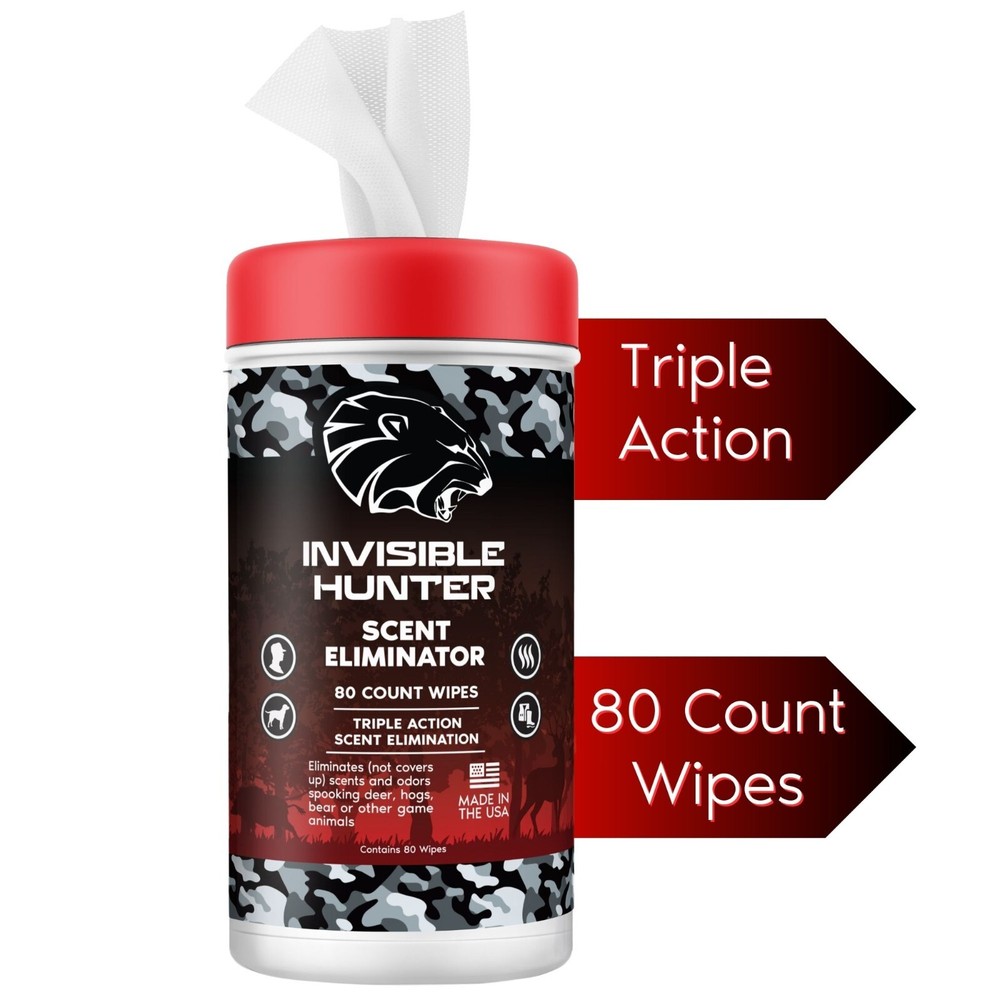 Invisible Hunter Scent Elimination 80-count Wipes; Triple Action Scent Control