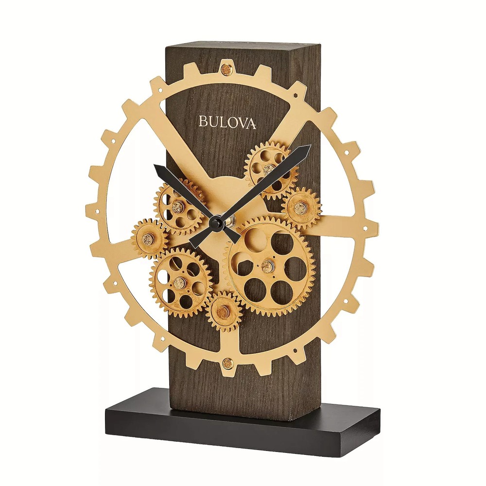 Bulova Tabletop Clock Moving Cogs Accent, Quartz Clock