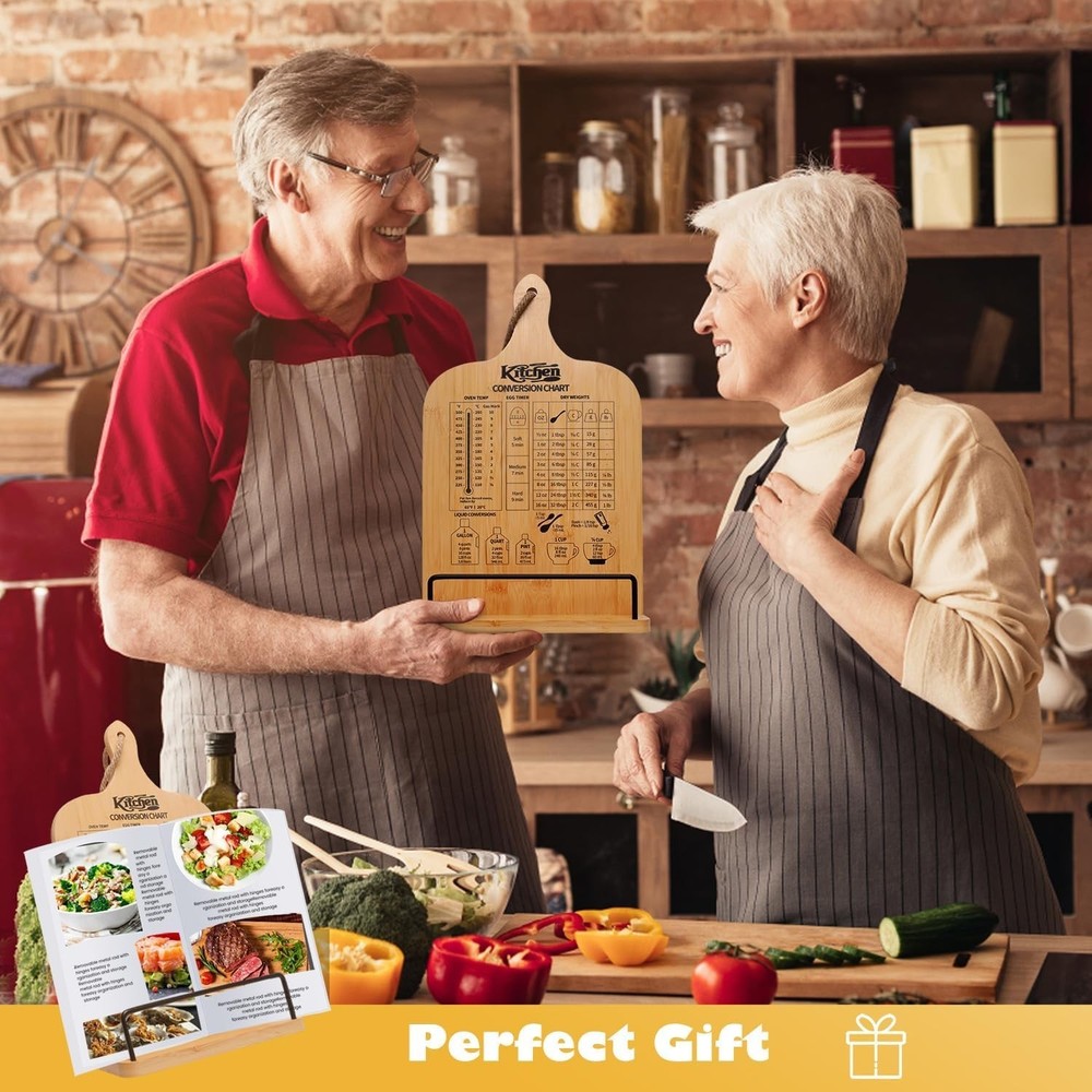 Compact Bamboo Cookbook Holder - Adjustable and Space-Saving Kitchen Essential