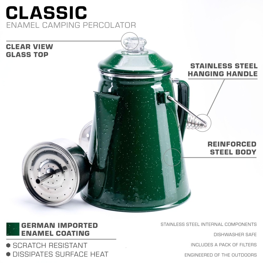 COLETTI Classic Percolator Coffee Pot — Camping Coffee Percolator Campfire Co...