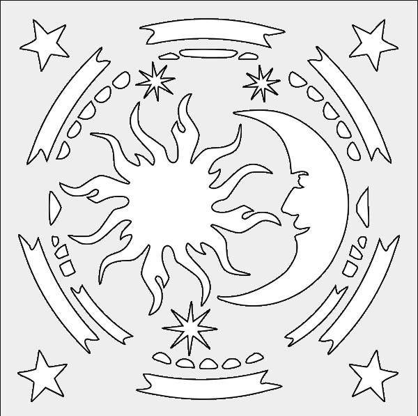 12"x12" Clear Plastic Stencil - Celestial Wiccan (SN81)