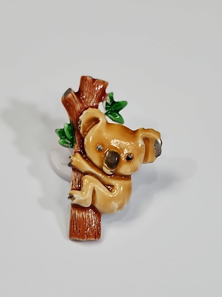 JJ Jonette Small Hand Painted Lapel Pin Koala Bear on a Tree Branch
