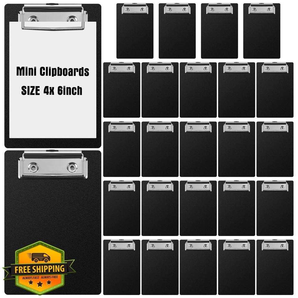 Eersida 24 Mini Clipboards 4x6 Inch Small Plastic Memo Holder