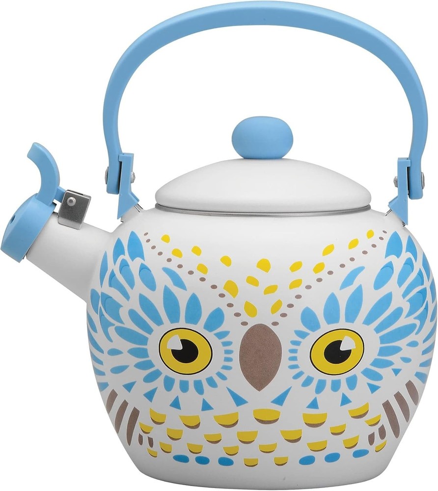 Supreme Enameled Steel 2.1 Quart Owl Design Stovetop Kettle *NEW*