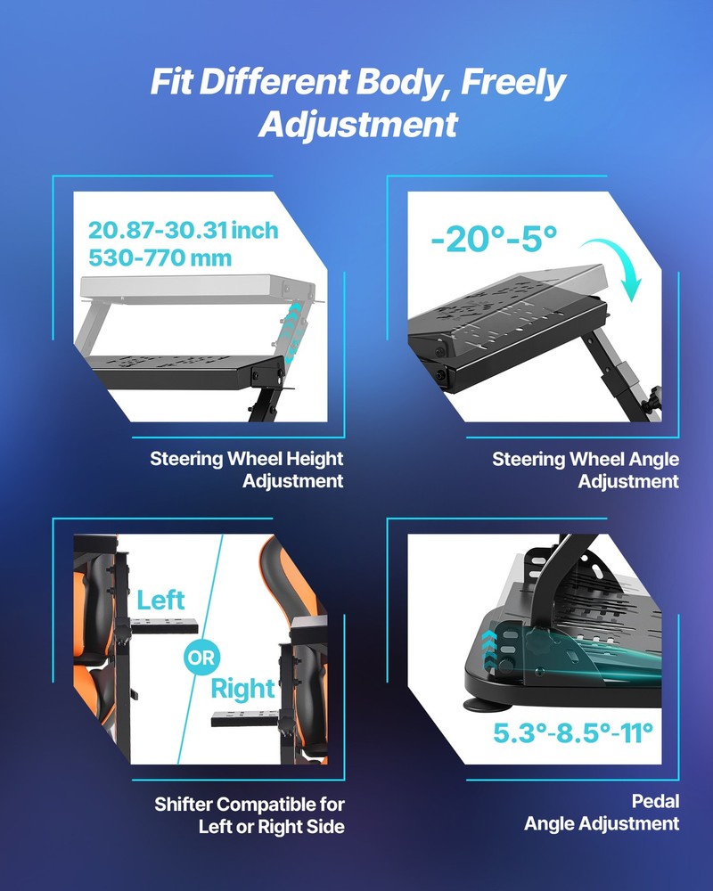 VEVOR Racing Simulator Cockpit Wheel Stand Fit Logitech Thrustmaster CSR Pedals