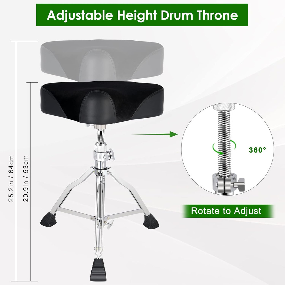 Drum Throne Drum Seat Height Adjustable,Rotatable Padded Drum Stools Motorcycle