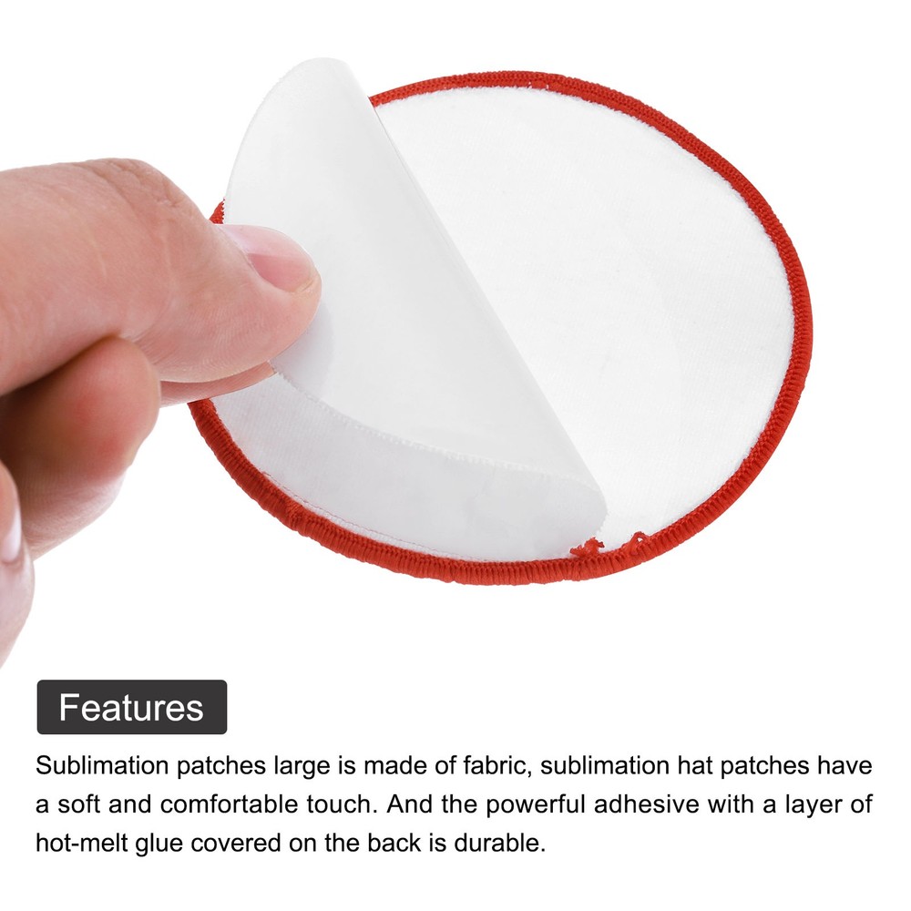90pcs Sublimation Patch Blank, 7.5cm/2.95 Inch White with Red Border