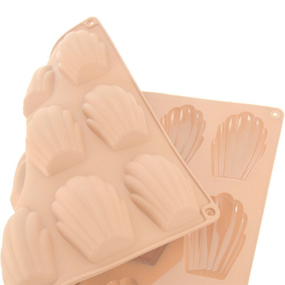 Silicone baking mold, shell shape, 32x24.5cm, beige, high-temperature resistant