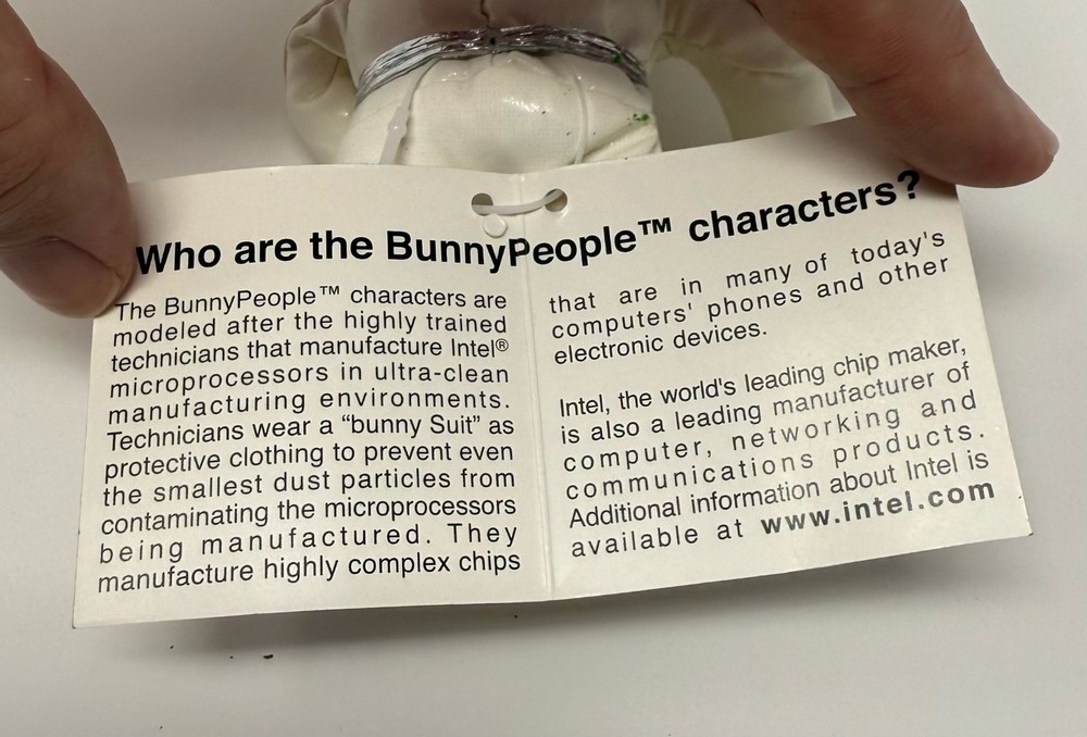 With Tags - Intel White Spaceman / Bunny People Plush Keychain