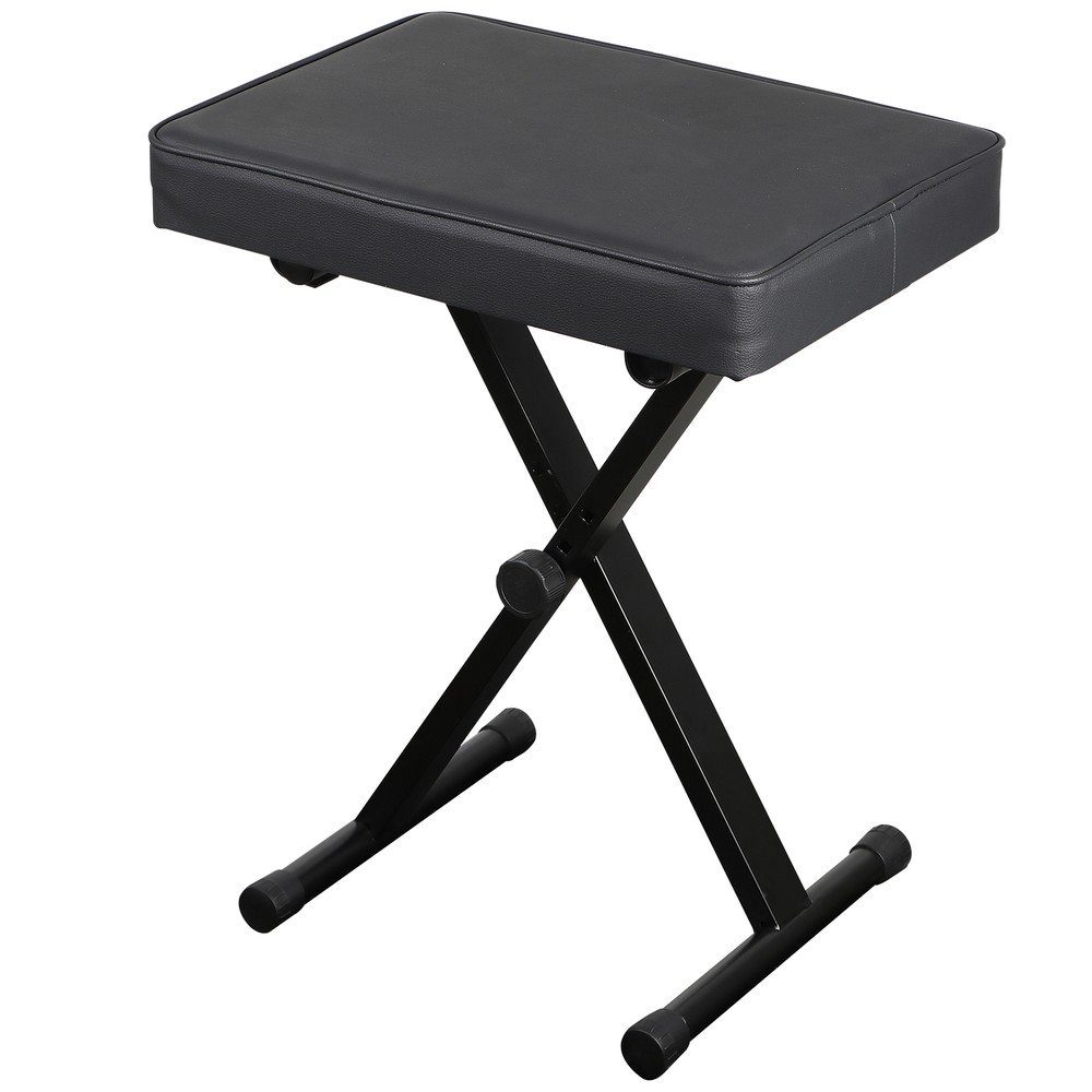 Adjustable Padded Keyboard Bench X-Style Folding Stool Piano Bench Black
