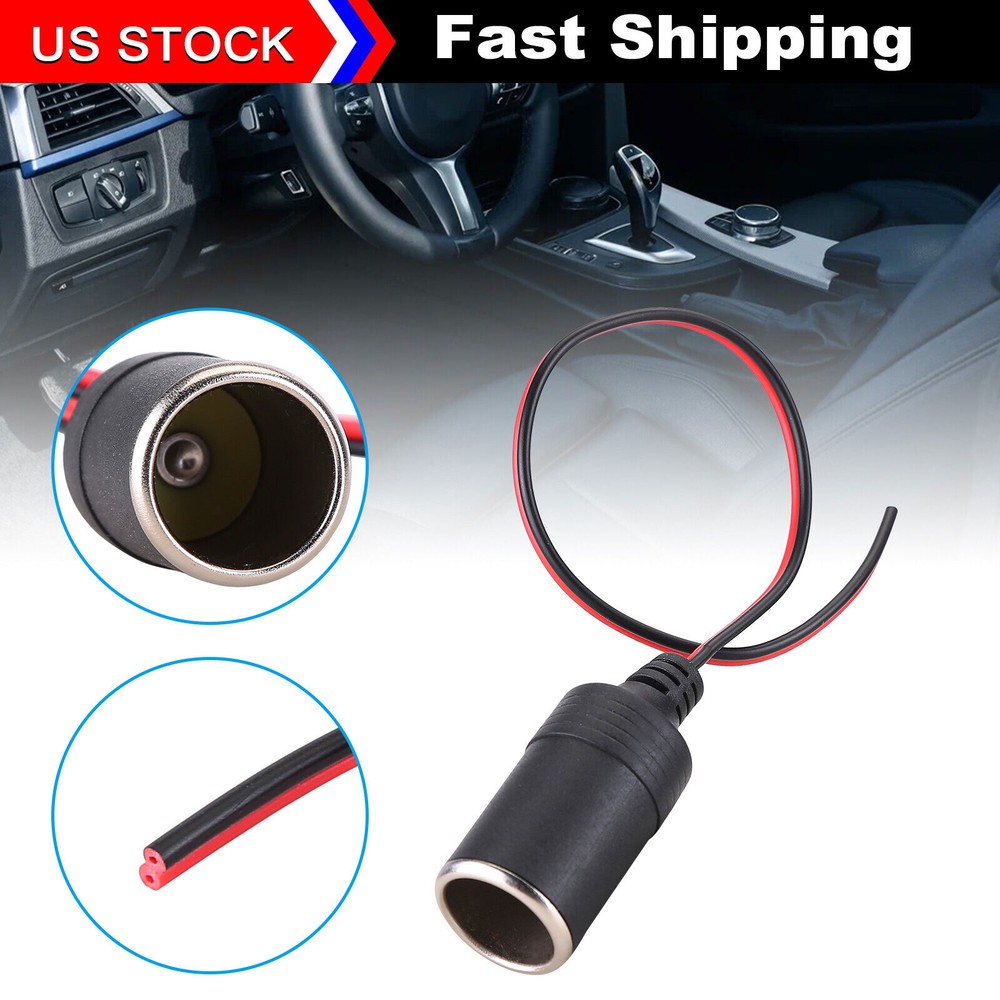12V/24V Car Cigarette Lighter Charger Cable Female Socket Plug Connector Adapter