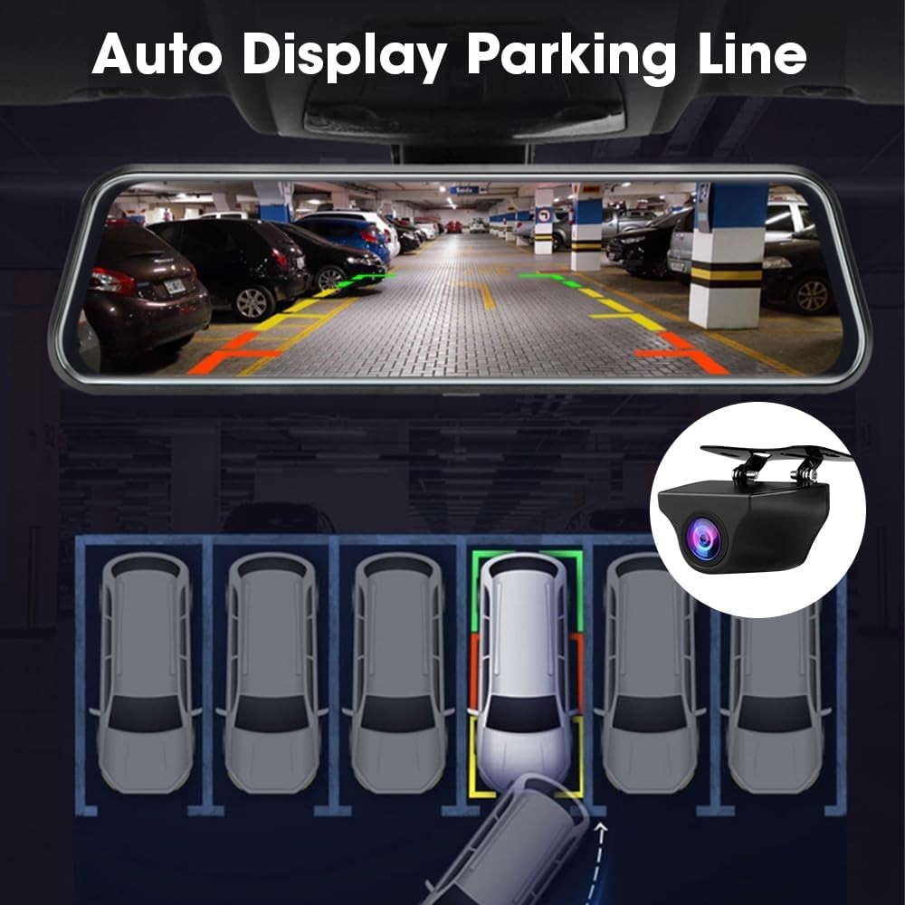 Rearview Mirror Dash Cam with Touch Control & Super Night Vision Features