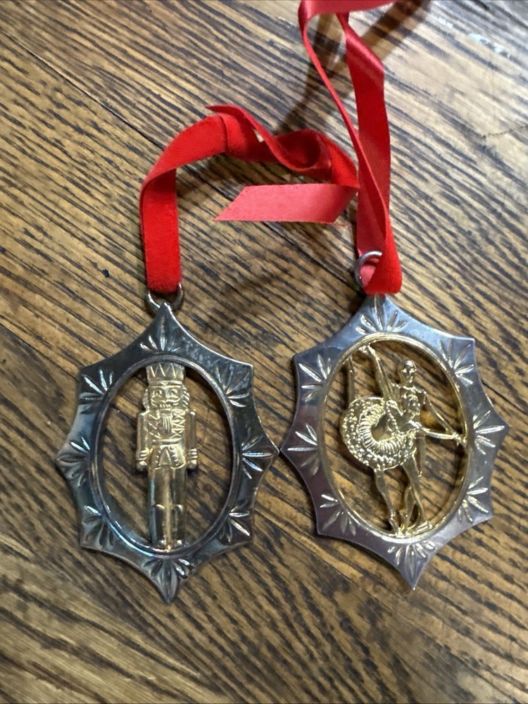 2 Reed & Barton Nutcracker Series Christmas Ornaments- Nutcracker Dancers