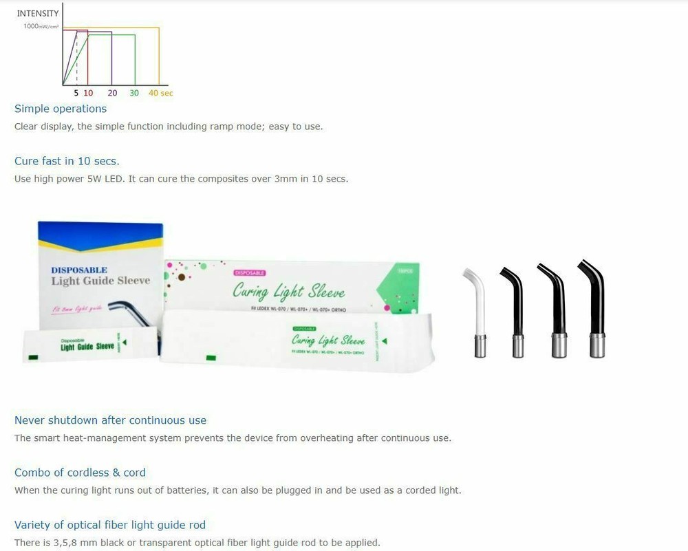 DENTMATE Ledex WL-070 LED Dental Curing Light 1000mW/cm2