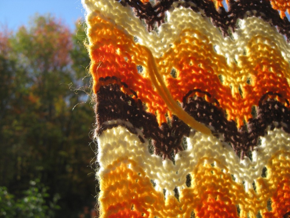 Handmade Crochet Multicolor Afghan Throw Fall Colors 55" x 44"