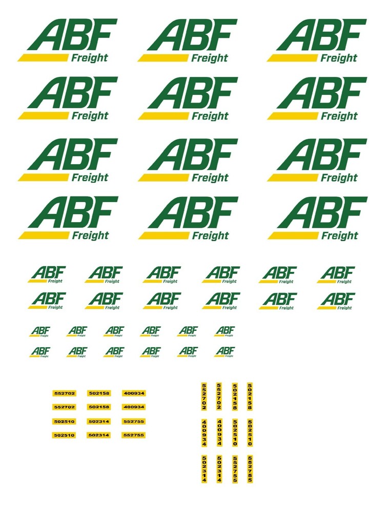 S Scale Truck / Trailer Decals. " ABF Freight "