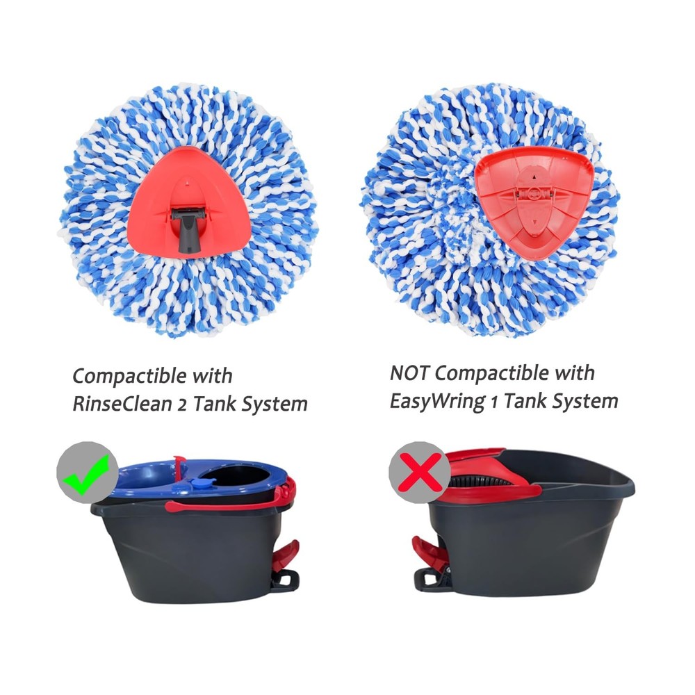 4 Pack Spin Mop Replacement Heads Microfiber Mop Refills Compatible with 2 Ta