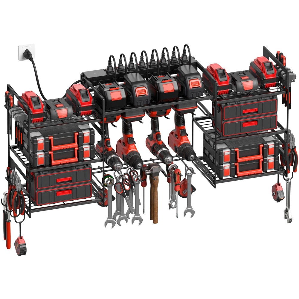 CCCEI Black Power Tool Organizer Wall Mount, Large Tools and 6FT,