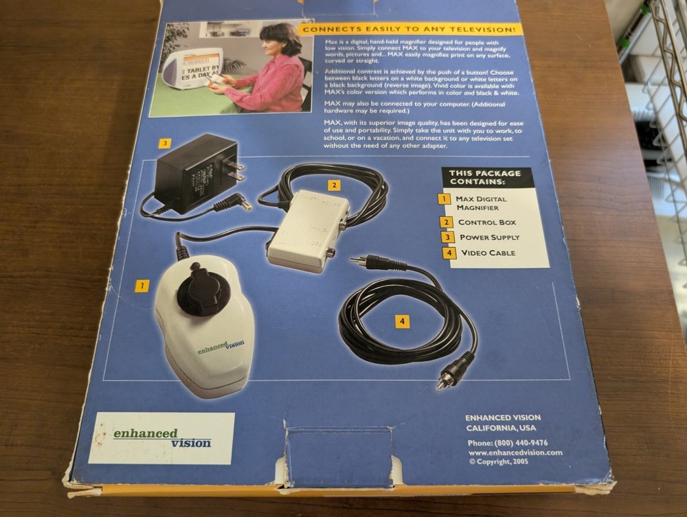 Max Enhanced Vision Digital Magnifier MXP2-D Black and White. New open box