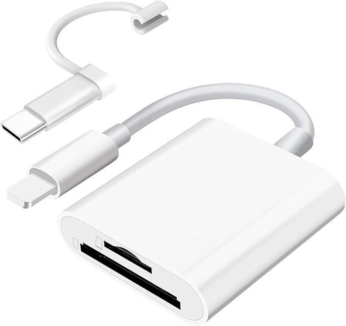 SD Card Reader for iPhone iPad, Lightning& USB-C Dual Connector Memory SD Card