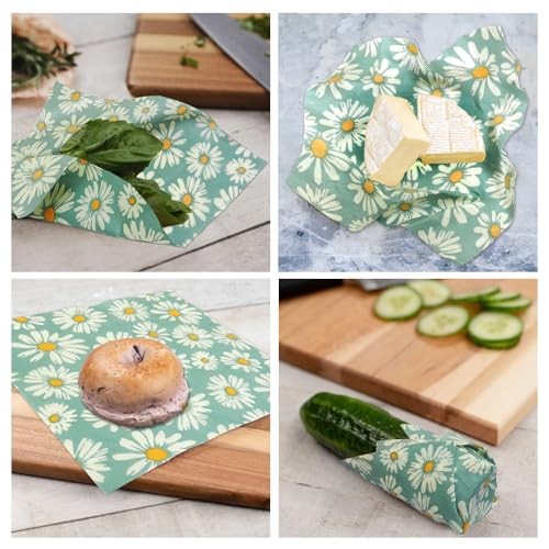 Beeswax Wraps for food 3-Pack, bee wraps reusable with Multi-function brush,
