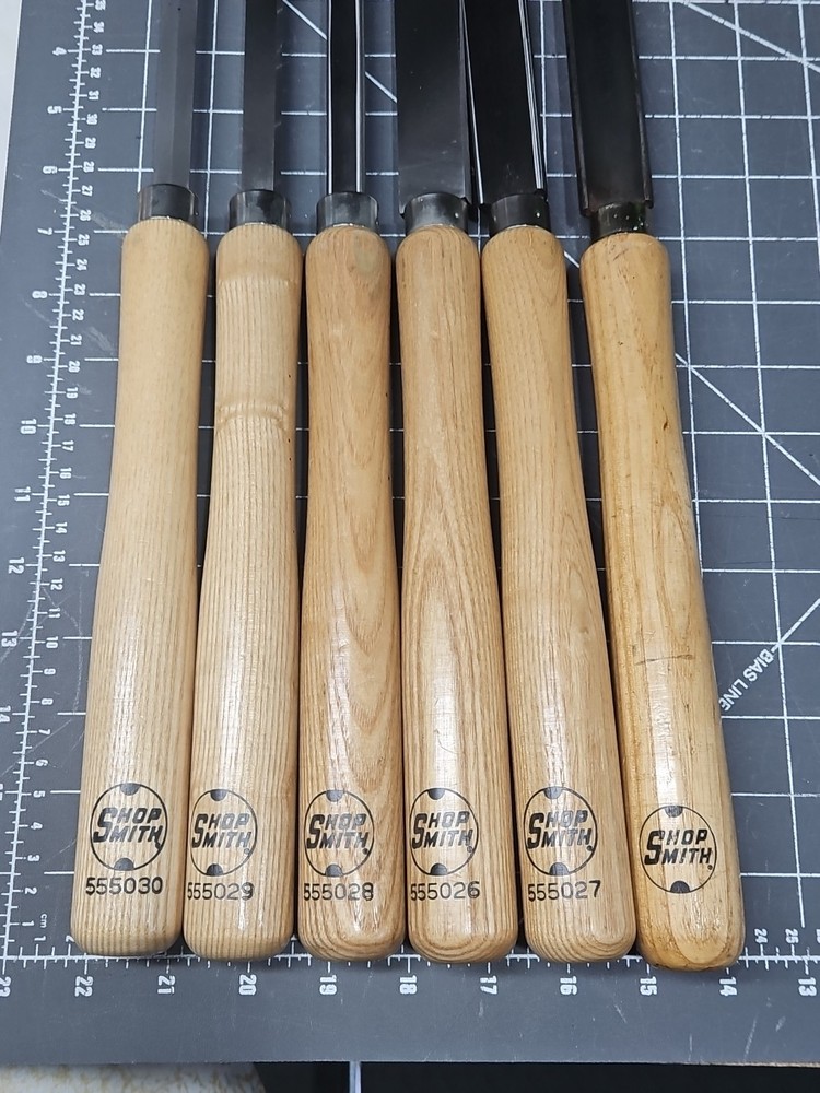 6 Shop Smith Woodturning Tools Chisel Skew Gouges Parting Round Nose (B)