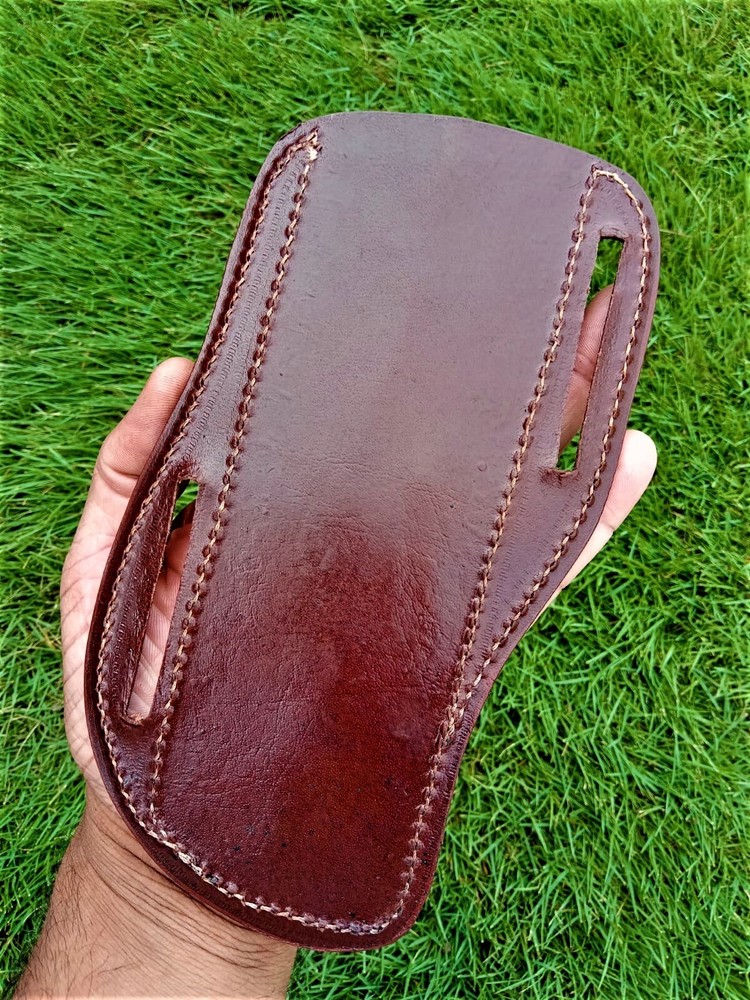 7”Fixed Straight Blade Knife Pancake Authentic Leather Sheath Hand Engraved