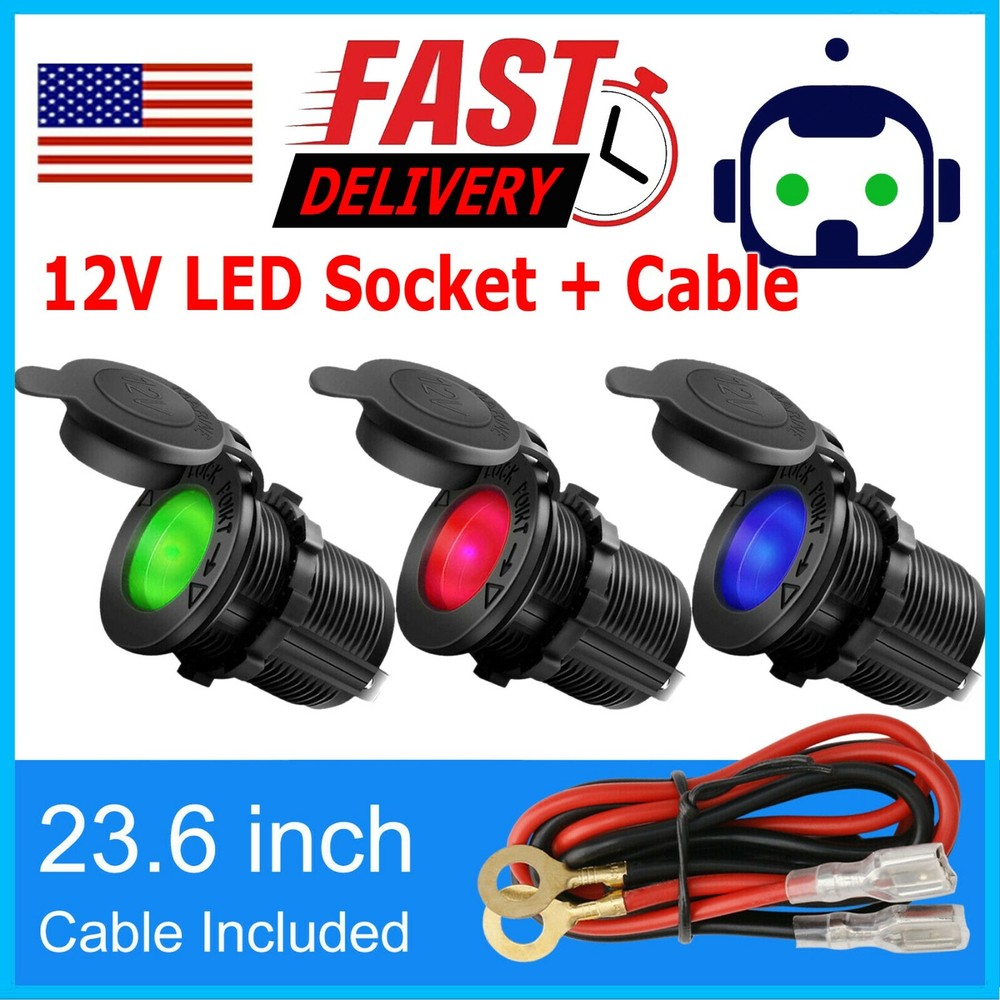 12V Waterproof Car Motorcycle Boat Cigarette Lighter Socket Power Plug Outlet