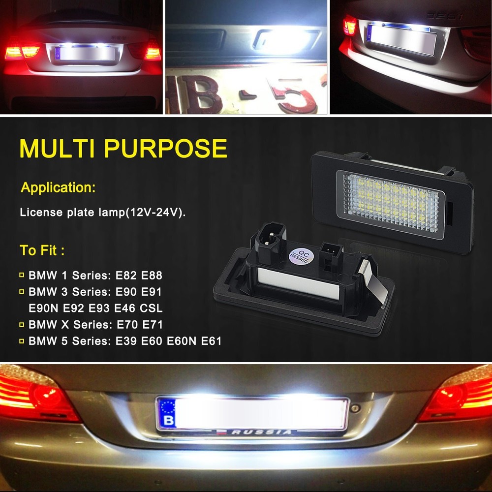 Fits: BMW 2x Error Free LED License Light Plate Bulb E90 E92 E39 E60 E61 M5 E70