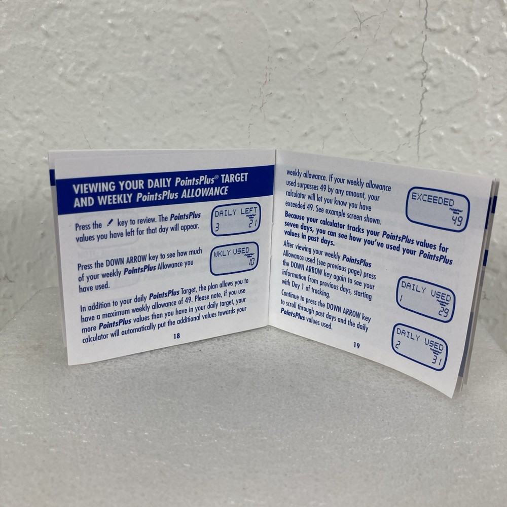 VTG Weight Watchers PointsPlus Calculator With User Guide Daily Weekly Tracker