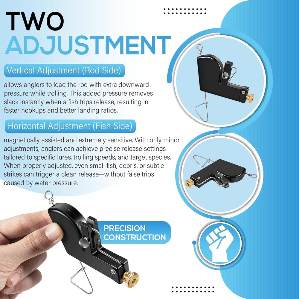 107 Downrigger Release Vertical (Rod Side) & Horizontal (Fish Side) Adjustments