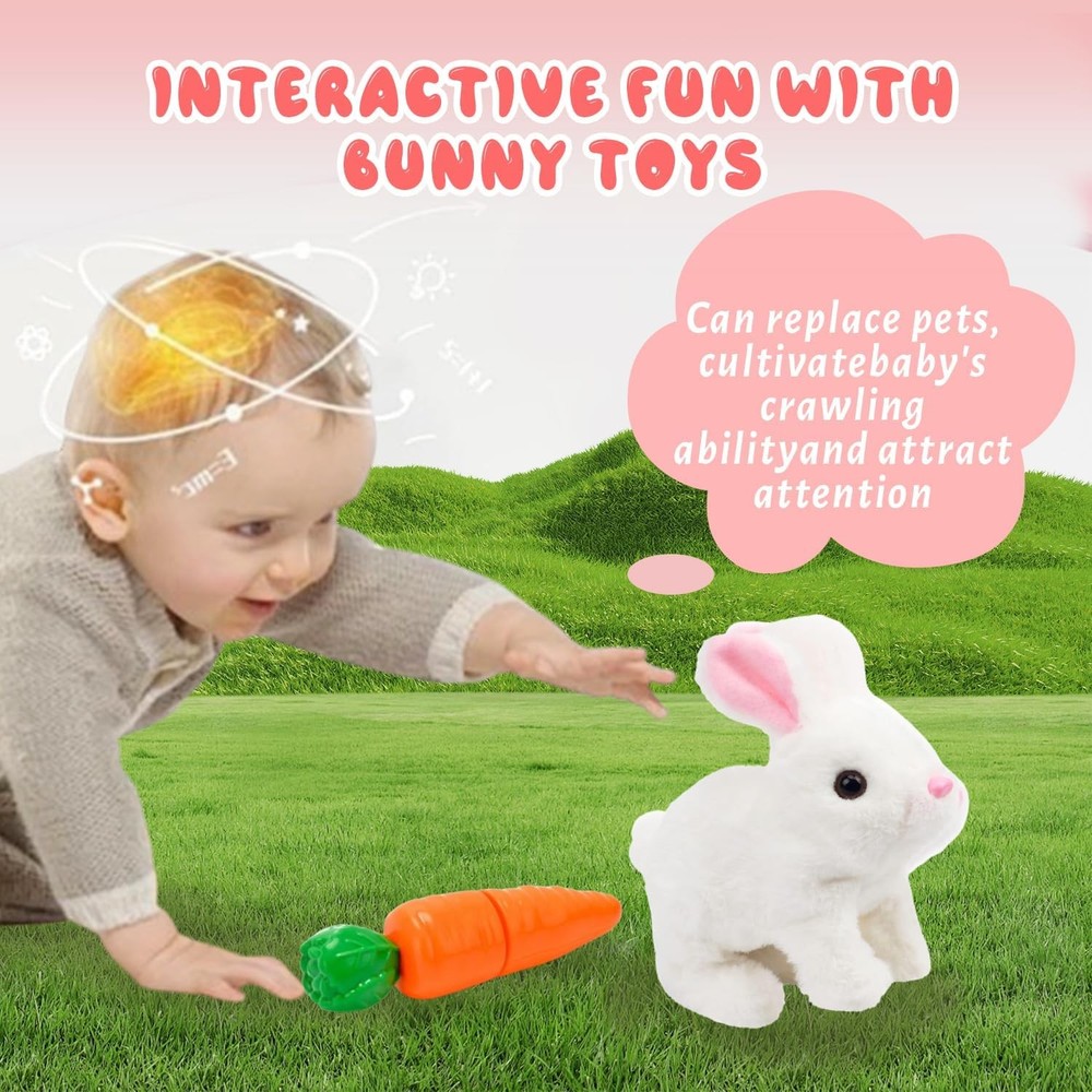 Hopping Bunny Toy, Easter Rabbit Interactive Electronic Pet Plush Bunny Toys ...