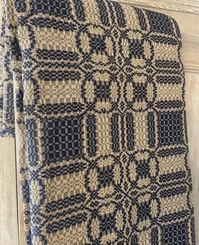 New Primitive Colonial Style NAVY COVERLET TABLE SQUARE Tablecloth 34"
