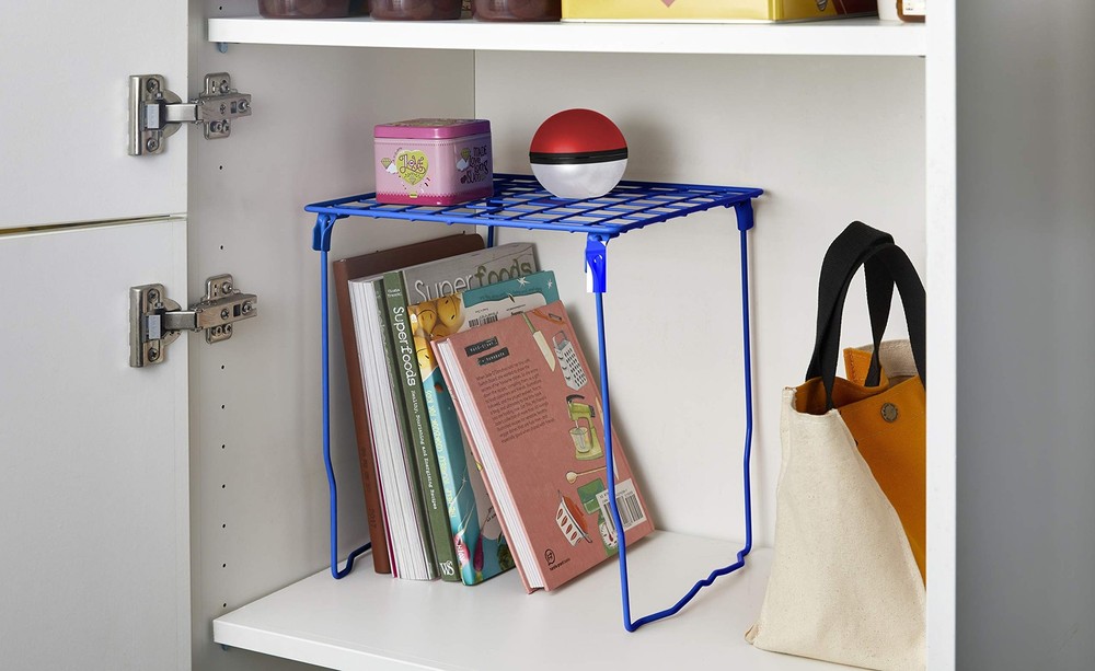 Blue Stackable Locker Shelf Extra Tall 12 Inch Wire Storage Organizer