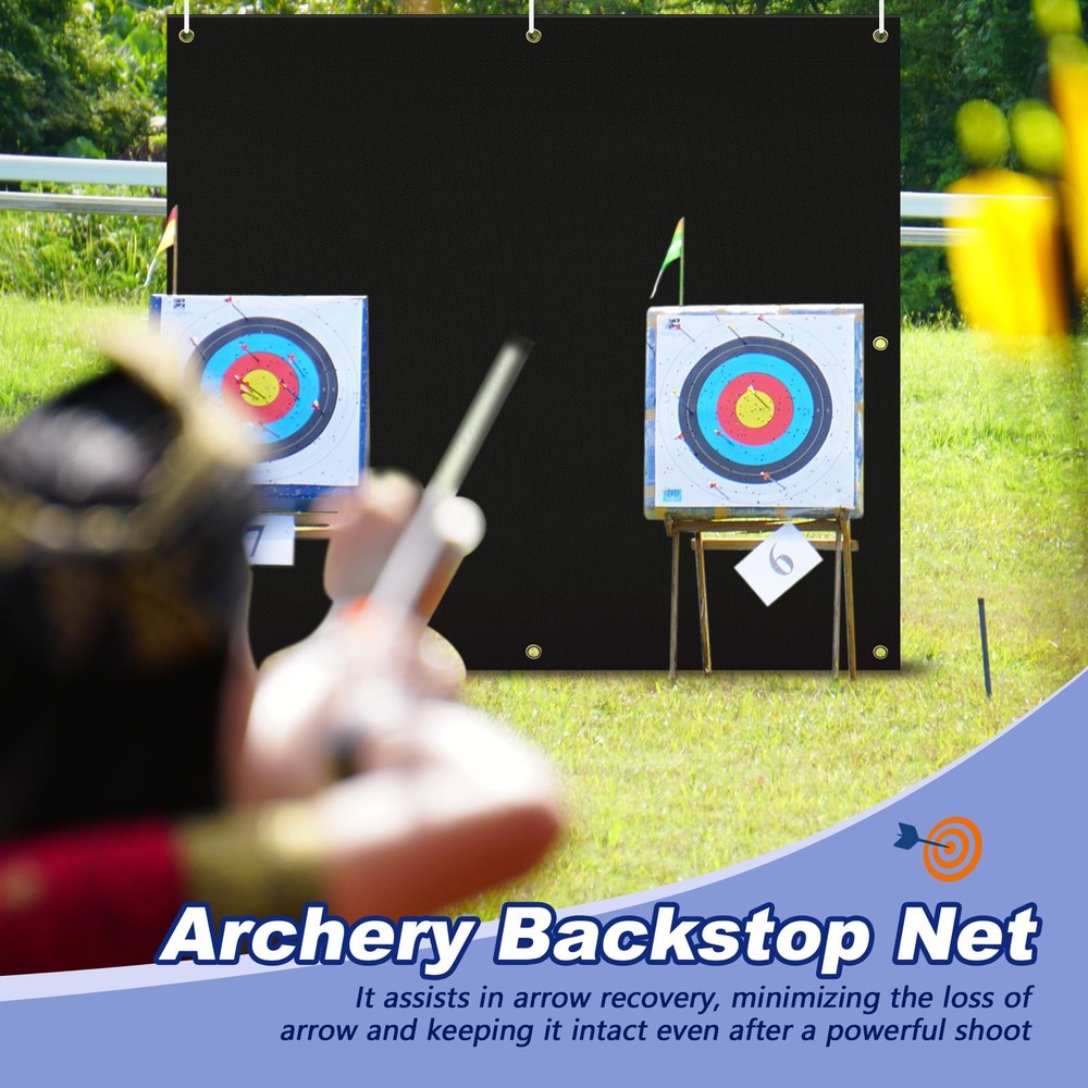 Heavy Duty Archery Backstop Net with Hooks Rope