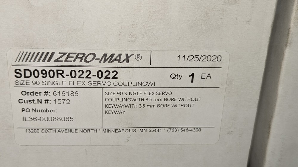 (1) Zero Max Size 90 Single Flex Servo Coupling SD090R-022-022