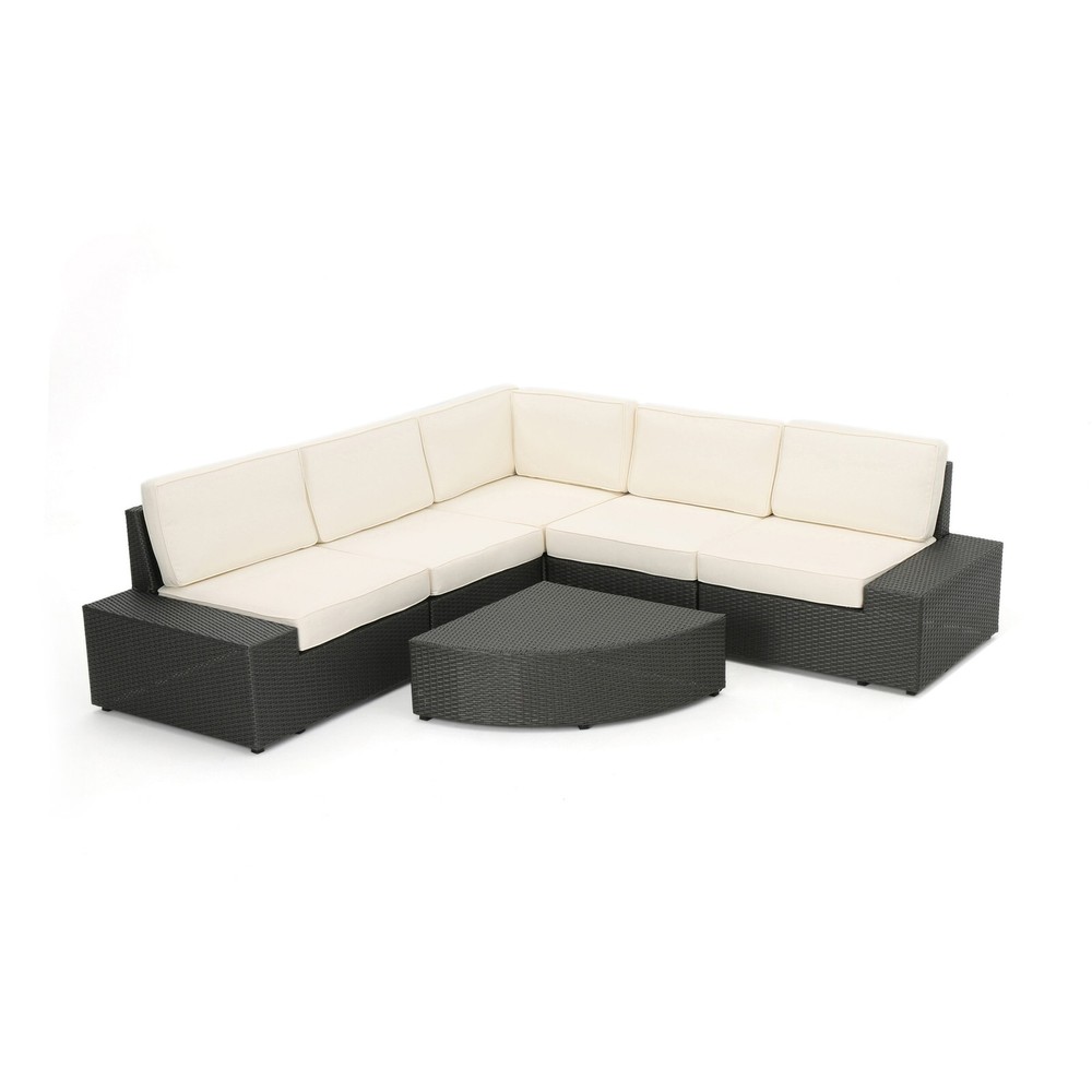 Reddington 6pc Outdoor Grey Wicker Sectional Set