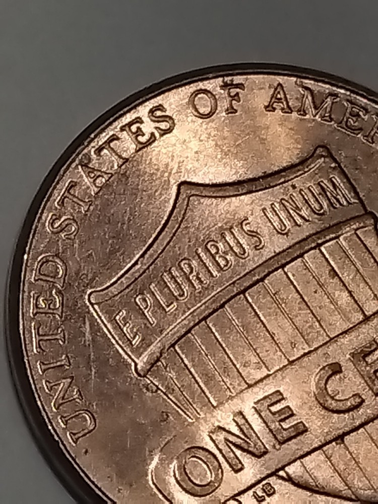 2012 P Lincoln Shield Cent Die Chip Reverse Error Upper left area of shield