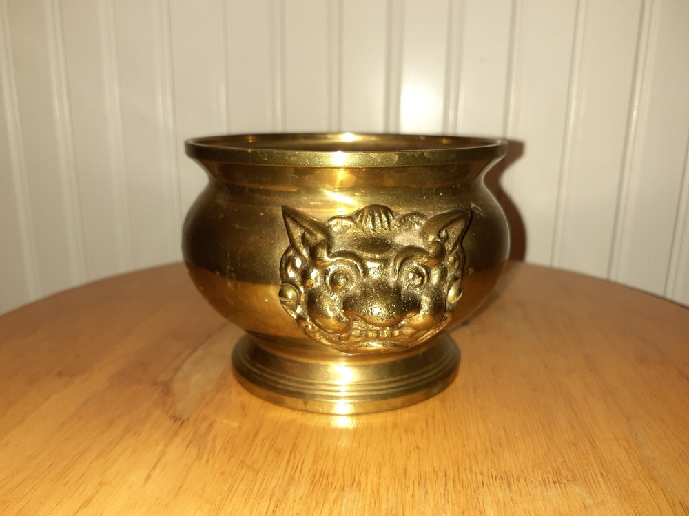 Vintage Brass Demon Devil Cauldron Incense Burner Witchcraft Pagan