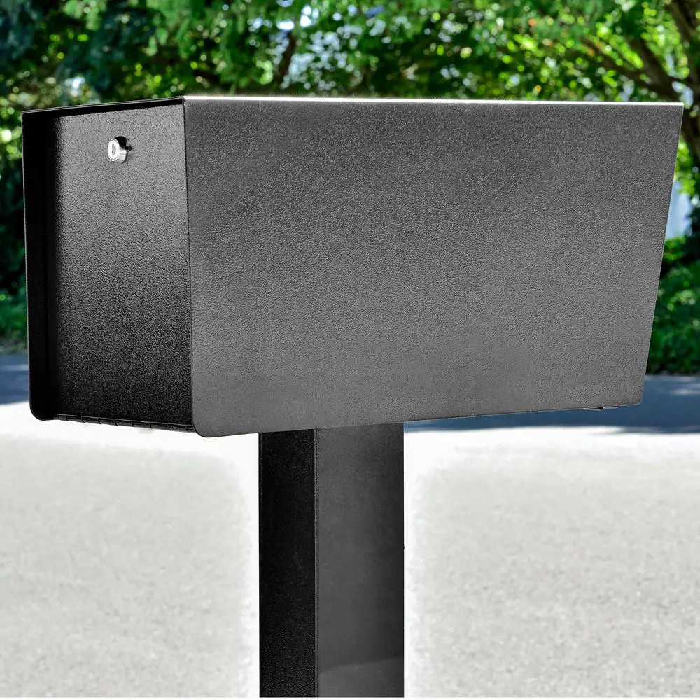 Street Safe Latitude Front/Rear Locking Black Post Mount Mailbox with High Secur