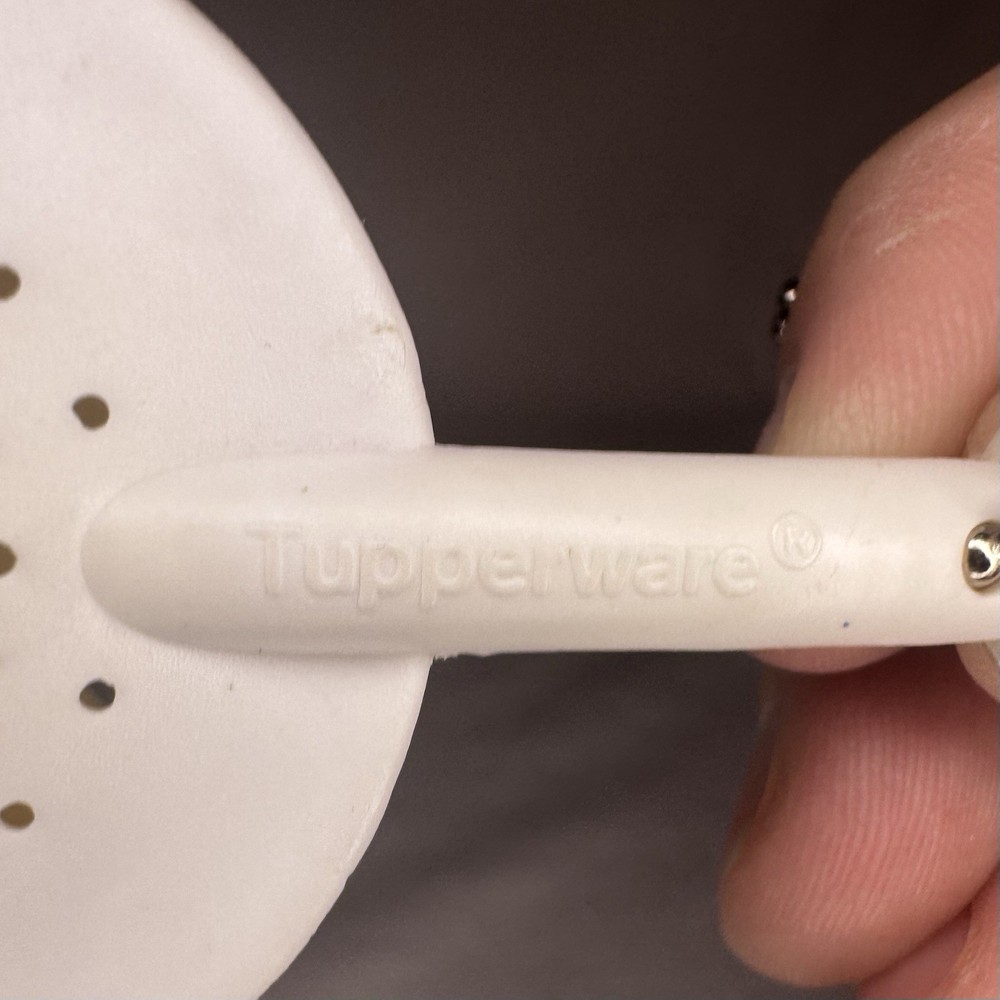 Vintage Tupperware Mini Strainer Keychain 3” White Plastic Colander Tool