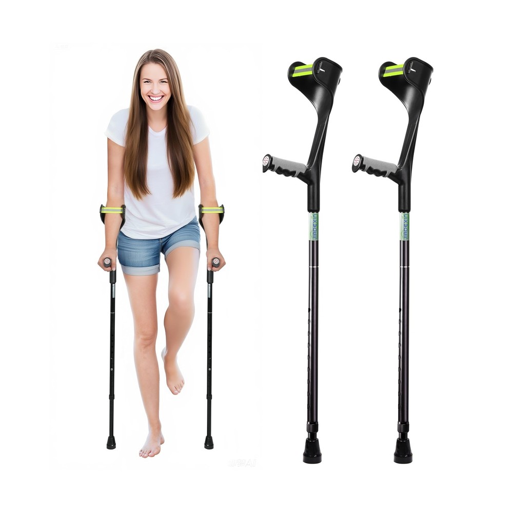Forearm Crutches for Adults,Open Cuff,Handle with Light Reflector,Foldable an...