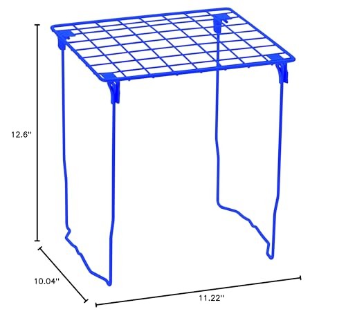 Blue Stackable Locker Shelf Extra Tall 12 Inch Wire Storage Organizer